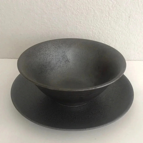 Yanco Diamond Black Ramen Bowl & Plate - Picture 1 of 6